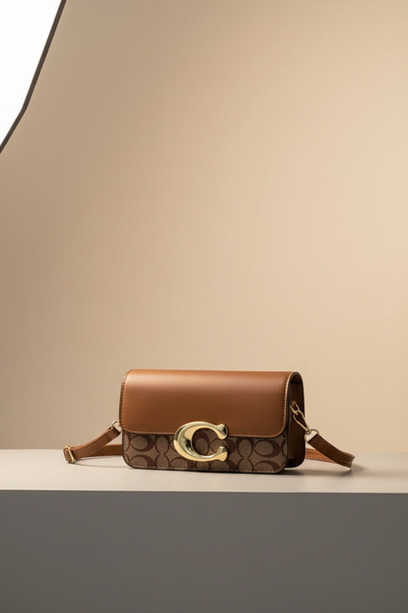 Chic Monogram Flap Crossbody Bag with Gold Hardware