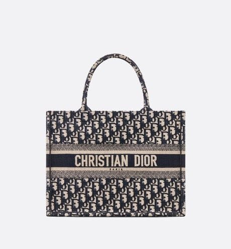 Christian Dior Book Tote in Blue Dior Oblique Embroidery