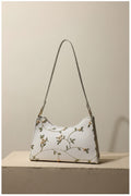 Vintage Mesh Vine & Floral Shoulder Bag – Cream White