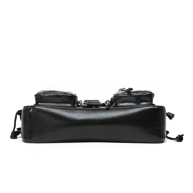 Edgy Multi-Pocket Cargo Flap Shoulder Bag
