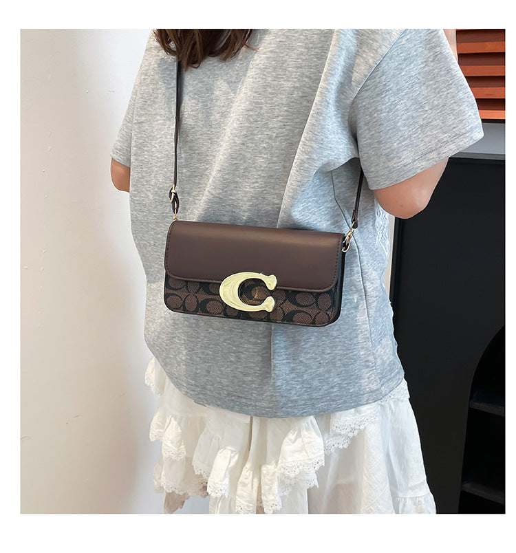Chic Monogram Flap Crossbody Bag with Gold Hardware
