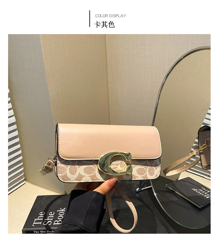 Chic Monogram Flap Crossbody Bag with Gold Hardware