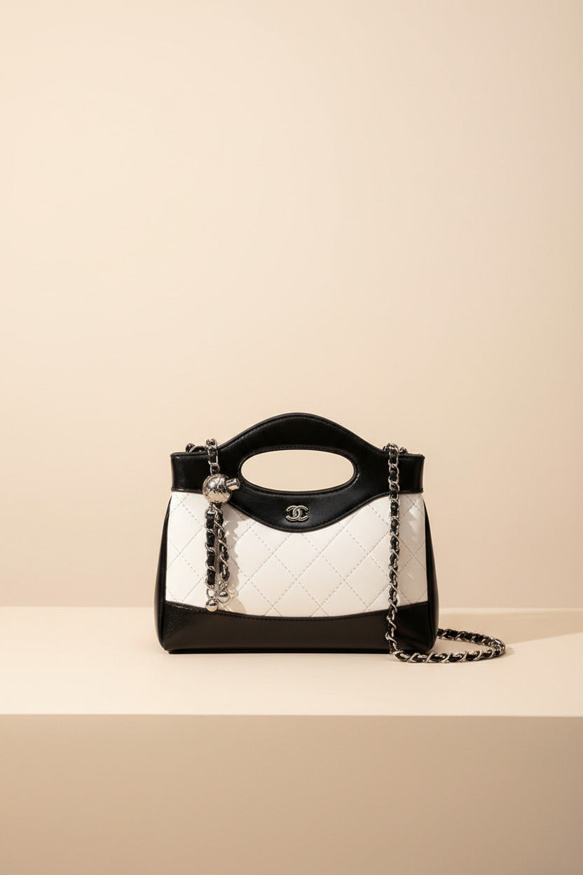 Quilted Flap Top-Handle Bag with Half-Chain Hybrid Strap & Adjustable Belt