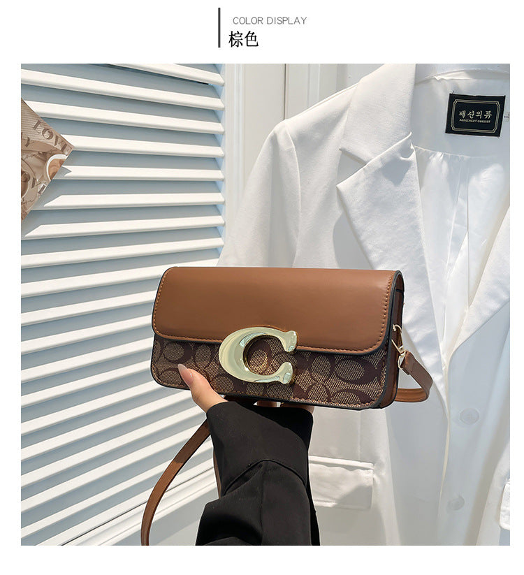 Chic Monogram Flap Crossbody Bag with Gold Hardware