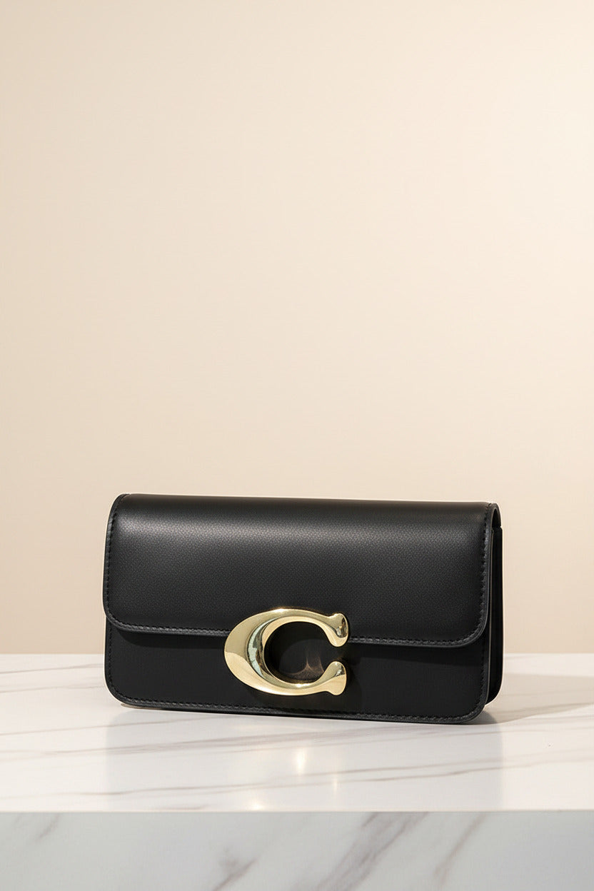 Chic Monogram Flap Crossbody Bag with Gold Hardware