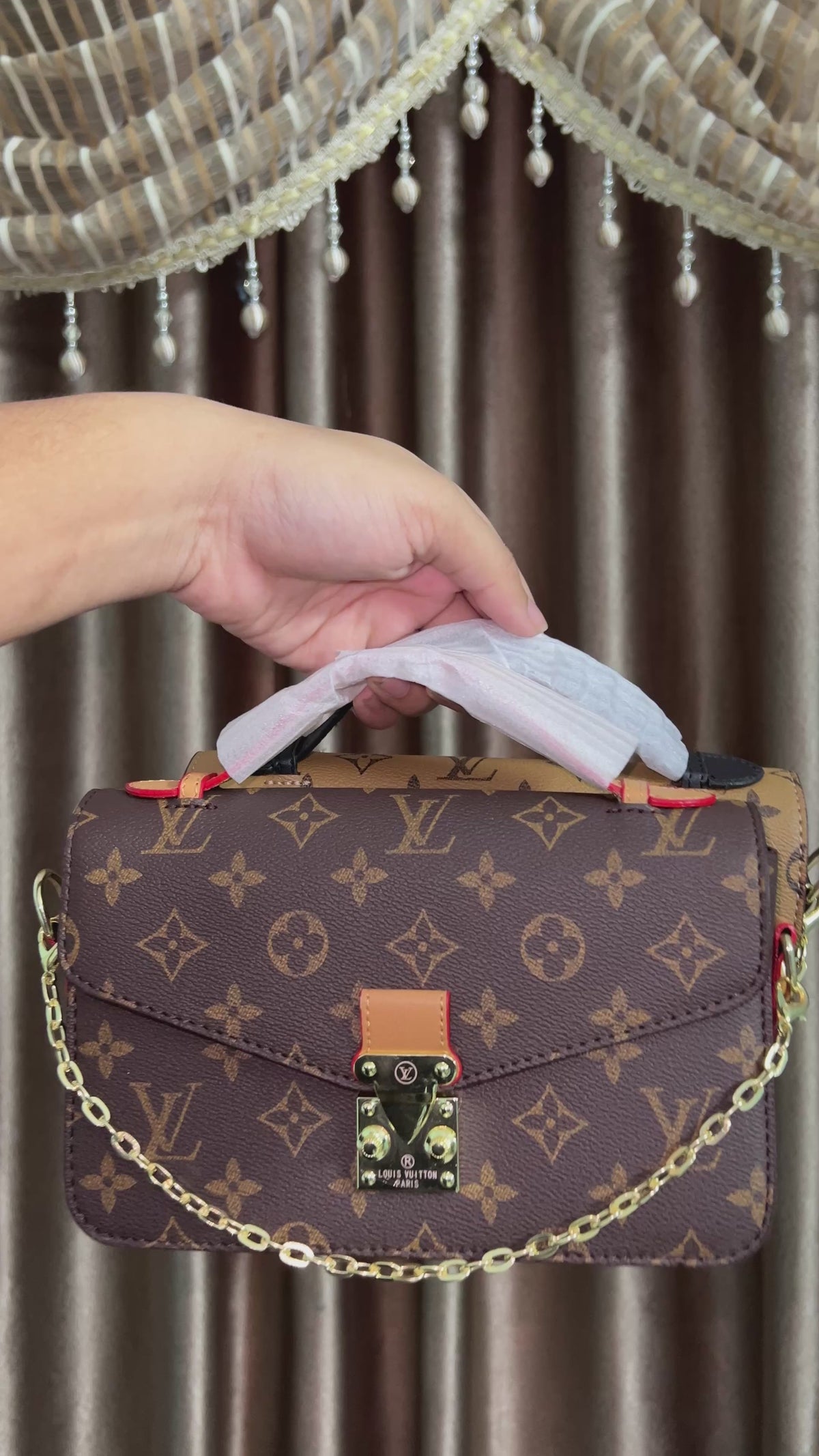 Classic Monogram Structured Flap Handbag with Gold-Tone Hardware